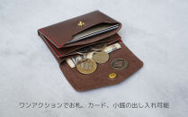 【革工房Rim】3ポケット ミニ財布 〈黒×青糸〉 [ 京都 財布 ハンドメイド コンパクト 本革 ウォレット 人気 おすすめ さいふ 革 レザー 手作り クラフト ギフト プレゼント お取り寄せ 通販 送料無料 ふるさと納税 ]