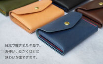 【革工房Rim】3ポケット ミニ財布 〈焦茶×赤糸〉 [ 京都 財布 ハンドメイド コンパクト 本革 ウォレット 人気 おすすめ さいふ 革 レザー 手作り クラフト ギフト プレゼント お取り寄せ 通販 送料無料 ふるさと納税 ]