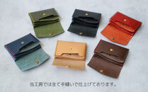 【革工房Rim】3ポケット ミニ財布 〈焦茶×赤糸〉 [ 京都 財布 ハンドメイド コンパクト 本革 ウォレット 人気 おすすめ さいふ 革 レザー 手作り クラフト ギフト プレゼント お取り寄せ 通販 送料無料 ふるさと納税 ]