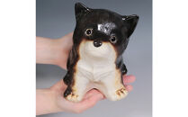 信楽焼 4号 柴犬 置物（黒色） 陶器