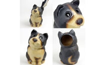 信楽焼 黒犬 陶器 傘立て