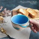 信楽焼&nbsp;碧水掛け分けスープカップ（トルコ）