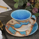 信楽焼&nbsp;碧水掛け分けコーヒーカップ（トルコ）&nbsp;陶器