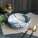 信楽焼 盛鉢（碧水） 満水1000cc 楕円変形大鉢