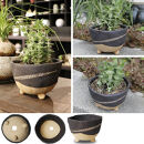 信楽焼&nbsp;足付き&nbsp;植木鉢3色セット（湖水/新緑/黒砂）