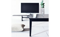 【シンプルモダンな家具のお部屋に】&nbsp;シャープなデザインのＮＯ１センターテーブル120×120&nbsp;オークブラック&nbsp;ローテーブル&nbsp;無垢材&nbsp;国産&nbsp;大川家具