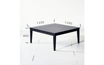 【シンプルモダンな家具のお部屋に】&nbsp;シャープなデザインのＮＯ１センターテーブル120×120&nbsp;オークブラック&nbsp;ローテーブル&nbsp;無垢材&nbsp;国産&nbsp;大川家具