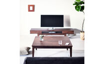 【シンプルモダンな家具のお部屋に】&nbsp;シャープなデザインのＮＯ１センターテーブル90×90&nbsp;ウォールナット&nbsp;ローテーブル&nbsp;無垢材&nbsp;国産&nbsp;大川家具