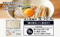 【お中元ギフト】本家　池上製麺所　生うどん9食（鎌田醤油　だし醤油）