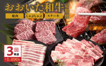 おおいた和牛の3ヶ月定期便 カルビ焼肉 しゃぶしゃぶ 赤身ステーキ _2499R