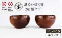 漆めいぼく椀&nbsp;中&nbsp;２樹種セット(ブナ・サクラ)【めいぼく椀11.5φ×6.8cm&nbsp;手作り&nbsp;ふき漆塗り&nbsp;国産天然木&nbsp;おしゃれ&nbsp;プレゼント&nbsp;記念&nbsp;お祝い&nbsp;お椀&nbsp;漆&nbsp;2客セット&nbsp;ペア&nbsp;夫婦&nbsp;神奈川県&nbsp;小田原市&nbsp;】
