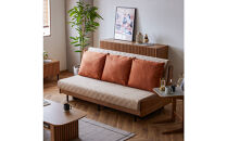 ソファベッド&nbsp;セミダブル&nbsp;幅180cm&nbsp;フォース&nbsp;Exごろ寝ソファ&nbsp;ごろ寝ソファ&nbsp;＜01.ヴィンテージナチュラル×ベージュ(オレンジ)＞&nbsp;【モーブル／大川家具】