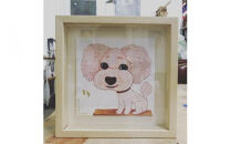 アーティストが描く愛しいペットのポートレート　15cm×15cm　水彩　額付【アート 15cm×15cm 横井山泰 美術 作家 水彩 額付 厚紙 美術品 アート作品 作品 屋内装飾品 神奈川県 小田原市 】