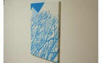 原画【ある青い晴天の日のできごと】オリジナル風景画　キャンバス&nbsp;ペインティング　小田原出身在住イラストレーターの作品　心象風景　子供の頃見た風景　海　空　山