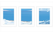 【ハピネス】３枚組　小説付き　直筆サイン入り　額付きジークレープリント　小田原にある景色　心象風景　片田舎の風景　子供の頃に見た風景　海　空　山