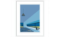 【私の好きな人、夜】小説付き　直筆サイン入り　額付きジークレープリント　小田原にある景色　心象風景　片田舎の風景　子供の頃に見た風景　海　空　山