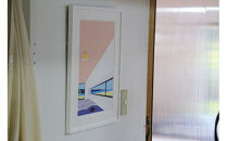 【私の好きな人、昼】小説付き　直筆サイン入り　額付きジークレープリント　小田原にある景色　心象風景　片田舎の風景　子供の頃に見た風景　海　空　山