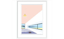 【私の好きな人、昼】小説付き　直筆サイン入り　額付きジークレープリント　小田原にある景色　心象風景　片田舎の風景　子供の頃に見た風景　海　空　山