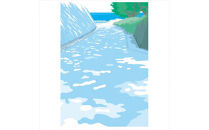 【７回目の夏】直筆サイン入り　額付きジークレープリント　小田原にある景色　心象風景　片田舎の風景　子供の頃に見た風景　海　空　山