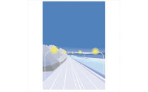 【ある夏の日の決意】直筆サイン入り　額付きジークレープリント　小田原にある景色　心象風景　片田舎の風景　子供の頃に見た風景　海　空　山