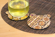 【箱根寄木細工　くまの形がかわいい貼りコースター２枚セット】いつもの暮らしにおしゃれなアイテムを【 コースター 神奈川県 小田原市 】