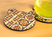 【箱根寄木細工　くまの形がかわいい貼りコースター２枚セット】いつもの暮らしにおしゃれなアイテムを【&nbsp;コースター&nbsp;神奈川県&nbsp;小田原市&nbsp;】