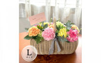 《母の日限定》カーネーションのバスケットアレンジメント(Lサイズ)＜出荷時期：2026年5月6日～5月9日＞