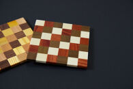 【箱根寄木細工　無垢四角コースター２枚セット　市松】【 コースター 神奈川県 小田原市 】