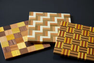 【箱根寄木細工　無垢四角コースター３枚セット】市松　3積層　5積層各種１枚３枚セット【 コースター 神奈川県 小田原市 】