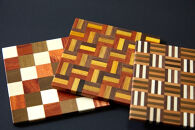【箱根寄木細工　無垢四角コースター３枚セット】市松　3積層　5積層各種１枚３枚セット【 コースター 神奈川県 小田原市 】