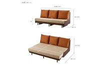 ソファベッド&nbsp;セミダブル&nbsp;幅180cm&nbsp;フォース&nbsp;Exごろ寝ソファ&nbsp;ごろ寝ソファ&nbsp;＜03.ブラウン×ベージュ(オレンジ)＞&nbsp;【モーブル／大川家具】