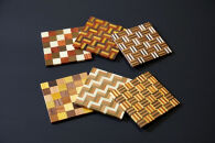 【箱根寄木細工　無垢四角コースター6枚セット　】市松　3積層　5積層　各種2枚6枚セット【 コースター 神奈川県 小田原市 】