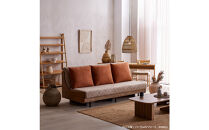 ソファベッド&nbsp;セミダブル&nbsp;幅200cm&nbsp;フォース&nbsp;Exごろ寝ソファ&nbsp;ごろ寝ソファ&nbsp;＜01.ヴィンテージナチュラル×ベージュ(オレンジ)＞&nbsp;【モーブル／大川家具】