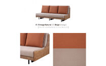 ソファベッド&nbsp;セミダブル&nbsp;幅200cm&nbsp;フォース&nbsp;Exごろ寝ソファ&nbsp;ごろ寝ソファ&nbsp;＜01.ヴィンテージナチュラル×ベージュ(オレンジ)＞&nbsp;【モーブル／大川家具】