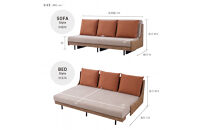 ソファベッド&nbsp;セミダブル&nbsp;幅200cm&nbsp;フォース&nbsp;Exごろ寝ソファ&nbsp;ごろ寝ソファ&nbsp;＜01.ヴィンテージナチュラル×ベージュ(オレンジ)＞&nbsp;【モーブル／大川家具】