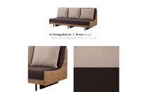 ソファベッド&nbsp;セミダブル&nbsp;幅200cm&nbsp;フォース&nbsp;Exごろ寝ソファ&nbsp;ごろ寝ソファ&nbsp;＜02.ヴィンテージナチュラル×ブラウン(ベージュ)＞&nbsp;【モーブル／大川家具】