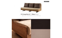 ソファベッド&nbsp;セミダブル&nbsp;幅200cm&nbsp;フォース&nbsp;Exごろ寝ソファ&nbsp;ごろ寝ソファ&nbsp;＜05.ヴィンテージナチュラル×ベージュ(ブラウン)＞&nbsp;【モーブル／大川家具】