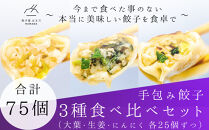 餃子 手包み餃子 3種食べ比べセット 合計75個 餃子屋はまだ