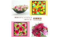 【お花の定期便】「季節毎」に届く、旬のアレンジメント Mサイズ（4回お届け）