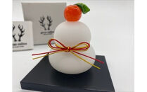 ガラスの鏡餅サンドブラスト加工＜Sサイズ＞【鏡餅 サンドブラスト加工 ガラス お正月 鏡餅約7cm×約6cm 黒台9cm×7.5cm ハンドメイド 職人手作り 工芸品 伝統工房で作成 老舗ガラス工房 神奈川県 小田原市 】