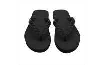 海にかえる生分解性の国産ビーチサンダル「SIX LINE」☆小田原城型フローティングキーホルダー付き ソール：ブラック×鼻緒：ブラック・24cm【高島屋選定品】