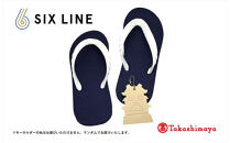 海にかえる生分解性の国産ビーチサンダル「SIX LINE」☆小田原城型フローティングキーホルダー付き ソール：ネイビー×鼻緒：ホワイト・26cm【高島屋選定品】