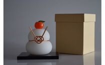 ガラスの鏡餅(黒台付き）サンドブラスト加工＜Mサイズ＞【鏡餅 サンドブラスト加工 ガラス お正月 鏡餅約10m×約8cm 黒台12cm×9cm ハンドメイド 職人手作り 工芸品 伝統工房で作成 老舗ガラス工房 神奈川県 小田原市 】