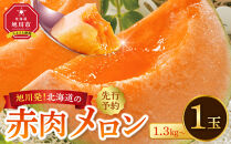 【先行予約】旭川発！北海道の赤肉メロン1玉（1玉標準 1.3kg以上）(2025年6月下旬より発送開始予定) _05230