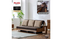 【Exらくらくカバー(同色)セット】&nbsp;ソファベッド&nbsp;セミダブル&nbsp;幅180cm&nbsp;フォース&nbsp;Exごろ寝ソファ&nbsp;ごろ寝ソファ&nbsp;＜02.ヴィンテージナチュラル×ブラウン(ベージュ)＞&nbsp;【モーブル／大川家具】