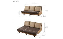 【Exらくらくカバー(同色)セット】&nbsp;ソファベッド&nbsp;セミダブル&nbsp;幅180cm&nbsp;フォース&nbsp;Exごろ寝ソファ&nbsp;ごろ寝ソファ&nbsp;＜02.ヴィンテージナチュラル×ブラウン(ベージュ)＞&nbsp;【モーブル／大川家具】