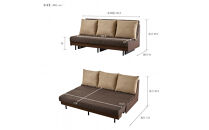 【Exらくらくカバー(同色)セット】&nbsp;ソファベッド&nbsp;セミダブル&nbsp;幅180cm&nbsp;フォース&nbsp;Exごろ寝ソファ&nbsp;ごろ寝ソファ&nbsp;＜04.ブラウン×ブラウン(ベージュ)＞&nbsp;【モーブル／大川家具】