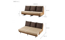 【Exらくらくカバー(同色)セット】&nbsp;ソファベッド&nbsp;セミダブル&nbsp;幅180cm&nbsp;フォース&nbsp;Exごろ寝ソファ&nbsp;ごろ寝ソファ&nbsp;＜05.ヴィンテージナチュラル×ベージュ(ブラウン)＞&nbsp;【モーブル／大川家具】