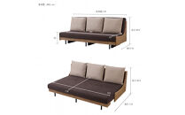 【Exらくらくカバー(同色)セット】&nbsp;ソファベッド&nbsp;セミダブル&nbsp;幅200cm&nbsp;フォース&nbsp;Exごろ寝ソファ&nbsp;ごろ寝ソファ&nbsp;＜02.ヴィンテージナチュラル×ブラウン(ベージュ)＞&nbsp;【モーブル／大川家具】