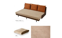 【Exらくらくカバー(同色)セット】&nbsp;ソファベッド&nbsp;セミダブル&nbsp;幅200cm&nbsp;フォース&nbsp;Exごろ寝ソファ&nbsp;ごろ寝ソファ&nbsp;＜03.ブラウン×ベージュ(オレンジ)＞&nbsp;【モーブル／大川家具】